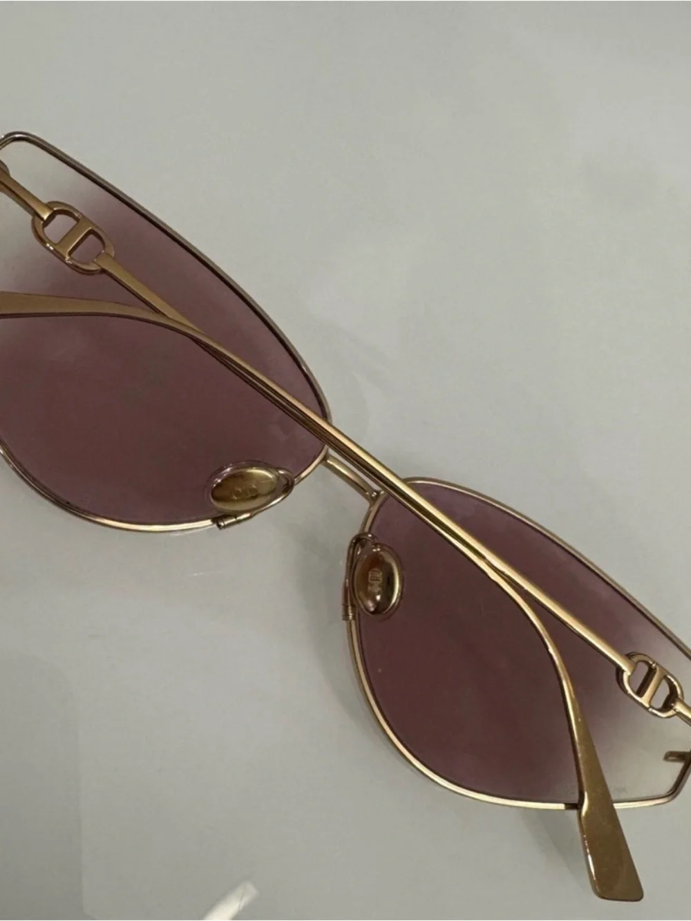 Dior Gold Frame Sunglasses with Rose-Tinted Gradient Lenses
